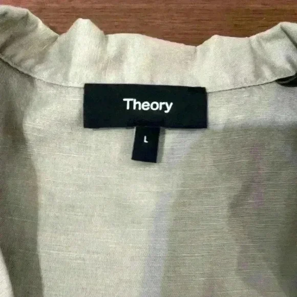 NWT Theory Light Taupe Linen shirt - Picture 2 of 3